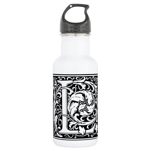 Letter L Middeleeuwse Monogram Art Nouveau Waterfles (Voorkant)