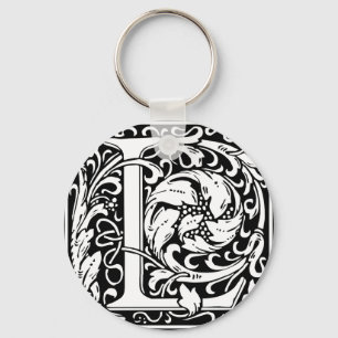 Letter L Middeleeuwse Monogram Vintage Initiaal Sleutelhanger