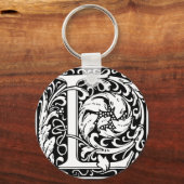 Letter L Middeleeuwse Monogram Vintage Initiaal Sleutelhanger (Voorkant)