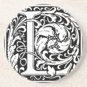 Letter L Middeleeuwse Monogram Vintage Initiaal Zandsteen Onderzetter