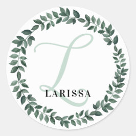 Letter L Monogram Aangepaste naam Minimalist Botan Ronde Sticker