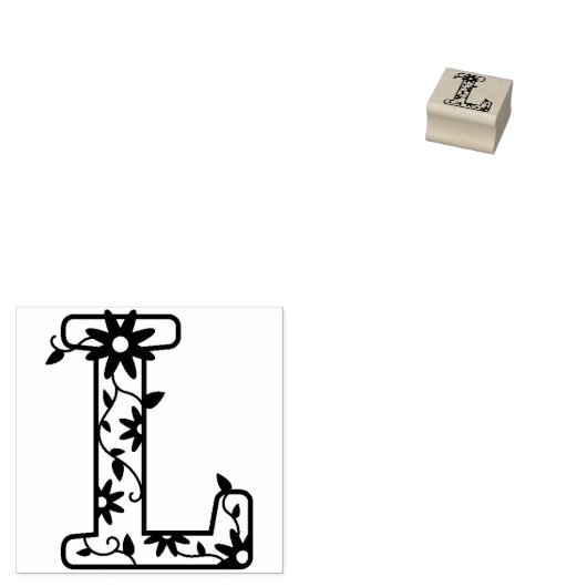 Letter L Monogram Bloemen Rubberstempel (Gestempeld)