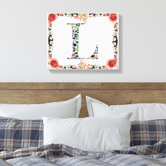 Letter L Monogram Canvas Afdruk (Insitu (Slaapkamer))