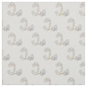 Letter L monogram decoratieve tekst aangepaste sto Stof