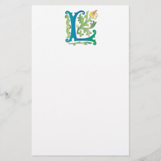 Letter L Monogram Fleur de lis Briefpapier (Voorkant)