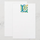 Letter L Monogram Fleur de lis Briefpapier (Voorkant / Achterkant)