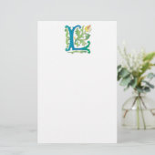 Letter L Monogram Fleur de lis Briefpapier (Staand voorkant)