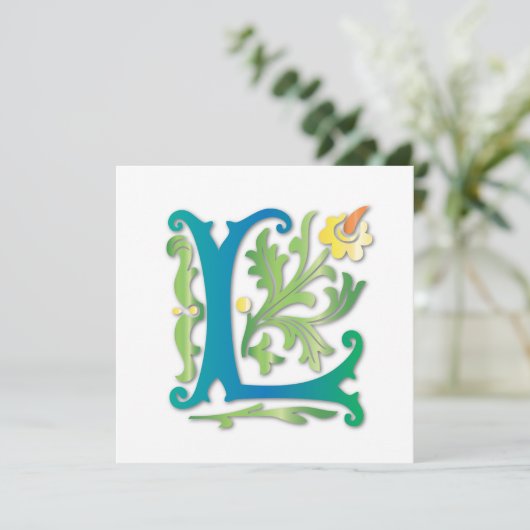 Letter L Monogram Fleur de lis Kaart (Staand voorkant)
