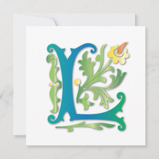 Letter L Monogram Fleur de lis Kaart (Voorkant)