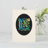 Letter L Monogram Fleur de lis Kaart (Staand voorkant)