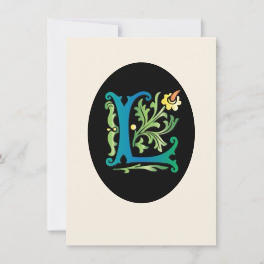 Letter L Monogram Fleur de lis Kaart (Voorkant)