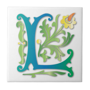 Letter L Monogram Fleur de lis Tegeltje