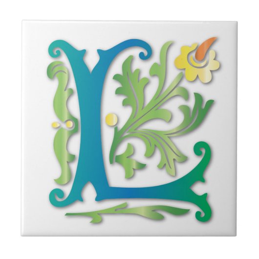 Letter L Monogram Fleur de lis Tegeltje (Voorkant)
