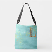 *~* Letter L Monogram Gold Glitter Turquoise Blue Crossbody Tas (Voorkant)