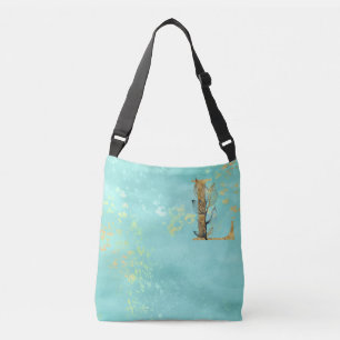 *~* Letter L Monogram Gold Glitter Turquoise Blue Crossbody Tas