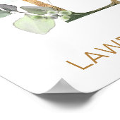 Letter L Monogram Groen goudbladerblad Nursery Poster (Hoek)