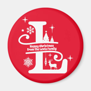 Letter L Monogram Initiaal Familienaam Greeting Magneet