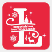 Letter L Monogram Initiaal Familienaam Greeting Vierkante Sticker (Voorkant)