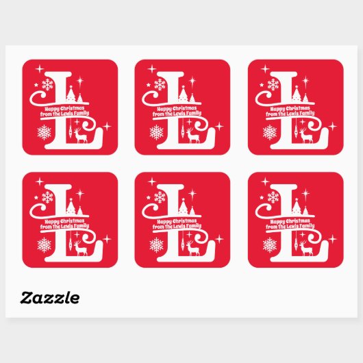 Letter L Monogram Initiaal Familienaam Greeting Vierkante Sticker (Vel)
