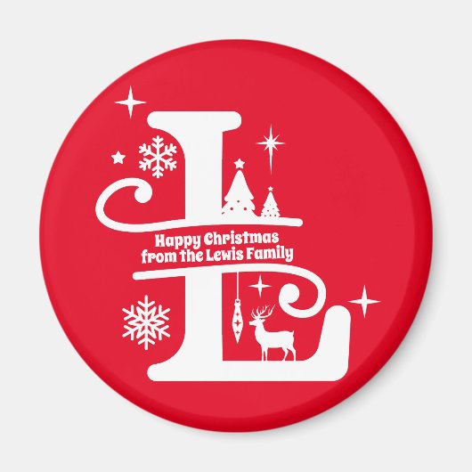 Letter L Monogram Initiaal Familienaam Groet  Magneet (Voorkant)