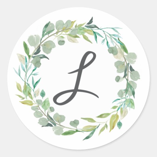 Letter L Monogram Initiaal Sticker Envelopsluiting (Voorkant)