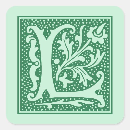 letter L Monogram Initiaal Vierkante Sticker (Voorkant)