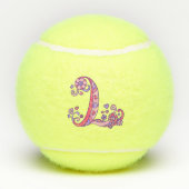 Letter L monogram meisjes gepersonaliseerde doodle Tennisballen (Achterkant)