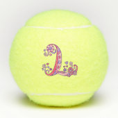 Letter L monogram meisjes gepersonaliseerde doodle Tennisballen (Voorkant)