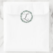 Letter L Monogram Minimalistische Botanische Bladk Ronde Sticker (Tas)