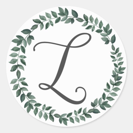 Letter L Monogram Minimalistische Botanische Bladk Ronde Sticker (Voorkant)