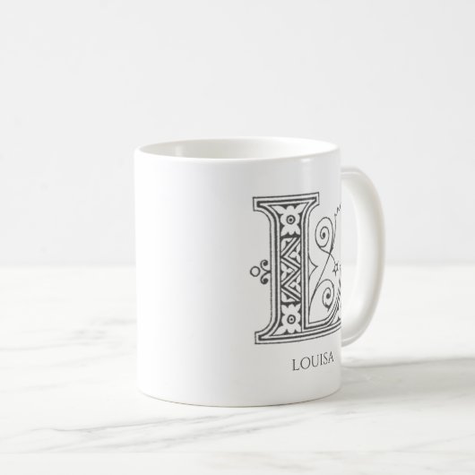 Letter L Monogram Moderne naam Koffie Mok (Voorkant rechts)