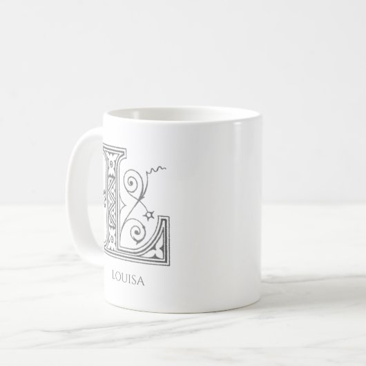 Letter L Monogram Moderne naam Koffie Mok (Voorkant links)