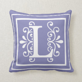 Letter L Monogram Periwinkle Paars Kussen