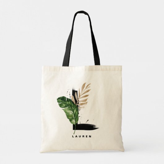 Letter L Monogram | Tropische bladluis Bridesmaid Tote Bag (Achterkant)