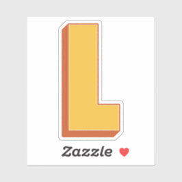 Letter L-monogram, Vet 3D-type lettertype Initiaal Sticker