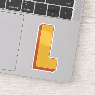 Letter L-monogram, Vet 3D-type lettertype Initiaal Sticker