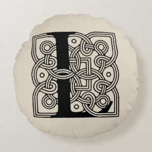 Letter L Monogram Vintage Keltische Knoopprint Rond Kussen