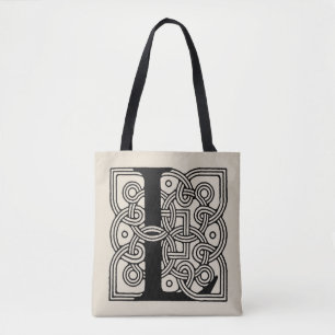 Letter L Monogram Vintage Keltische Knoopprint Tote Bag