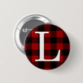 Letter L Monogram Voornaam Buffel Plaid Patroon Ronde Button 5,7 Cm (Voorkant /achterkant)