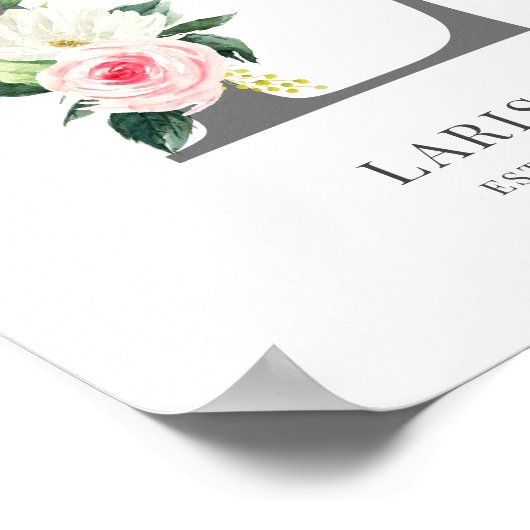 Letter L Monogram Waterverf Bloemen Poster (Hoek)