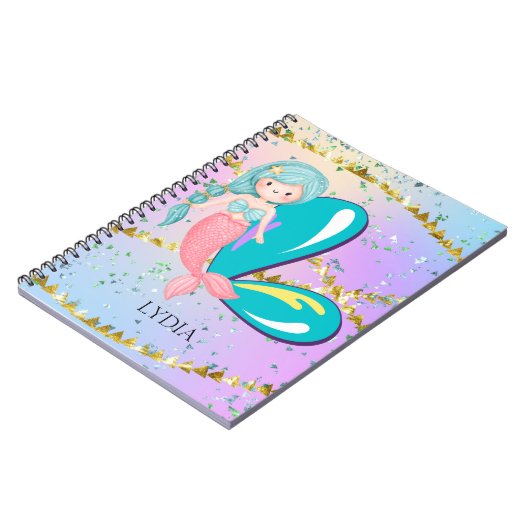 Letter L Monogram Waterverf Cute Mermaid Nursery Notitieboek (Linkerzijde)
