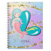 Letter L Monogram Waterverf Cute Mermaid Nursery Notitieboek (Voorkant)