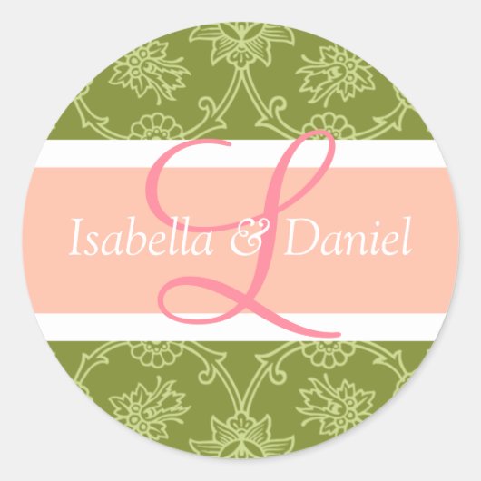 Letter L Monogrammen voor bruiloft-uitnodigingszeg Ronde Sticker (Voorkant)