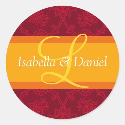 Letter L Monogrammen voor bruiloft-uitnodigingszeg Ronde Sticker (Voorkant)