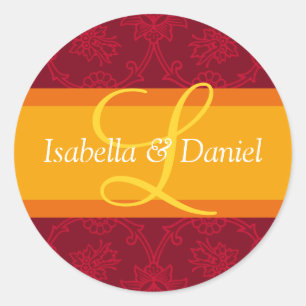 Letter L Monogrammen voor bruiloft-uitnodigingszeg Ronde Sticker