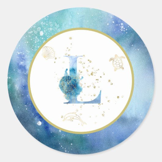 *~* LETTER L - Nautische strandenvelop Sticker (Voorkant)