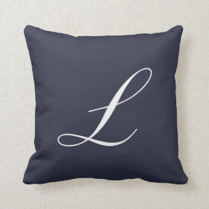 Letter L Navy Blue Monogram Pillow Kussen