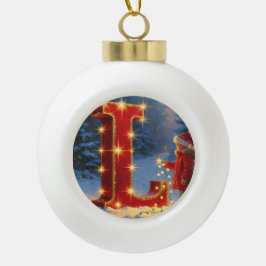 Letter L Persoonlijk Monogram Kerstcadeau Keramische Bal Ornament