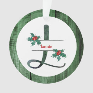 *~* Letter L Rustic Kerstfeestdag AP44 Orn Ornament