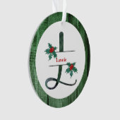 *~* Letter L Rustic Kerstfeestjes AP44 Ornament (voorkant)